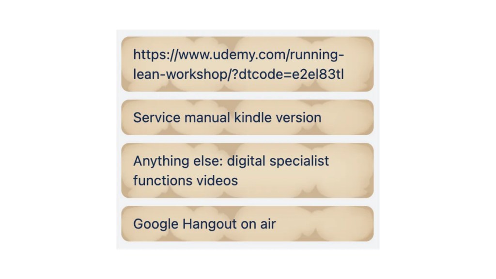 Four tasks on a list which have been untouched for some time and so look aged like a pirate map. To un-age them we can update them or move them.