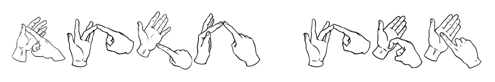 Finger spelling configurations spelling A I T E I R L